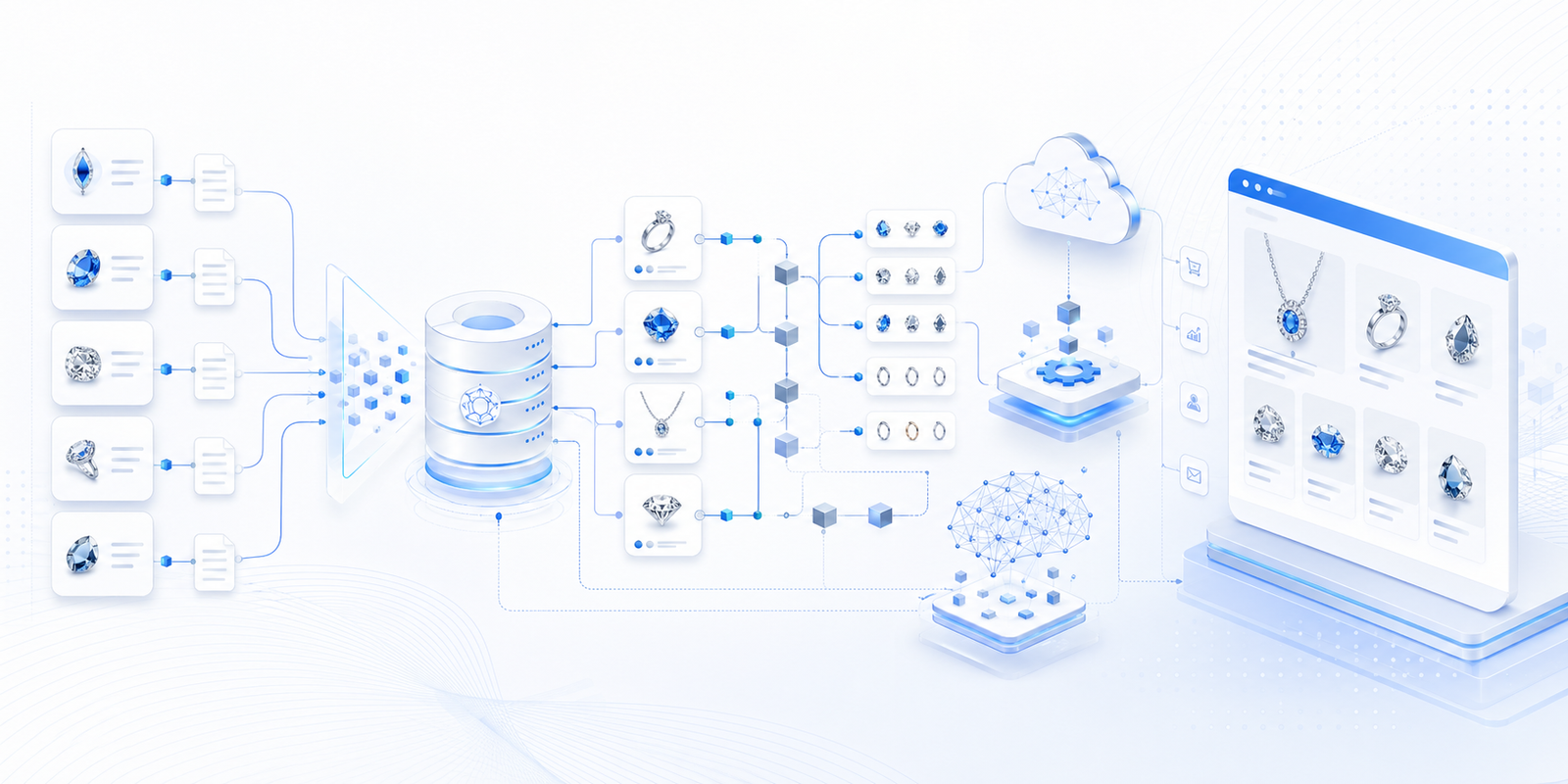 Automated Jewelry & Gemstone Commerce Platform case study visualization.